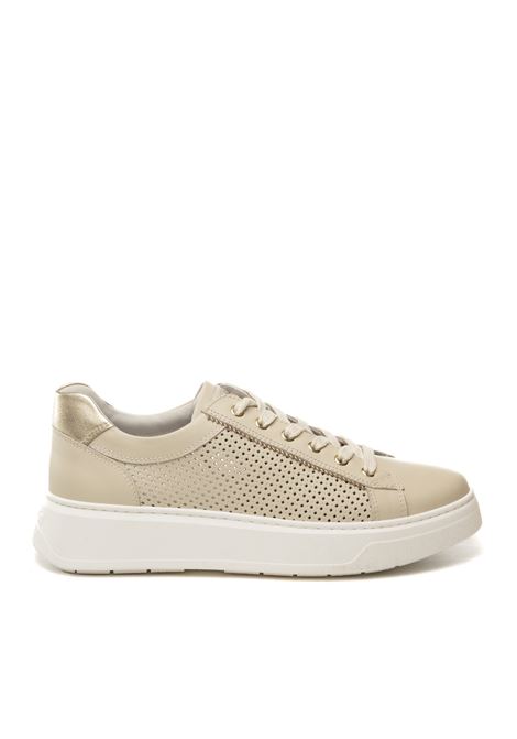Sneaker forata pelle beige NERO GIARDINI | E615274VELVET-710